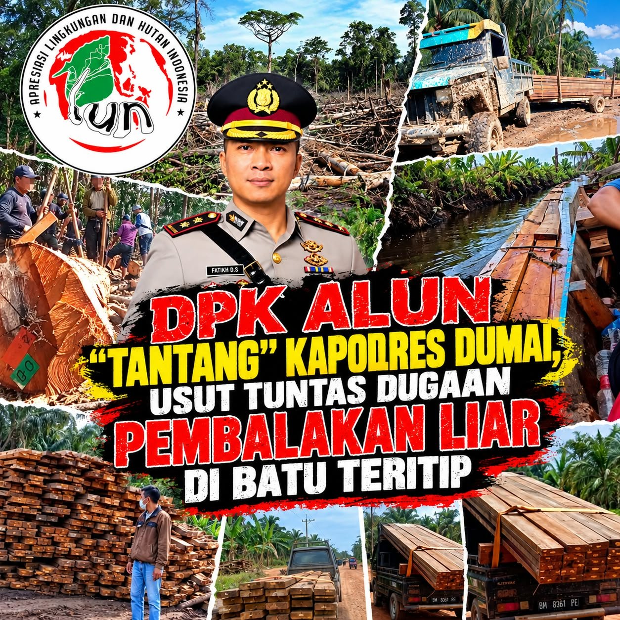 DPK ALUN "Tantang" Kapolres Dumai, Usut Tuntas Dugaan Pembalakan Liar di Batu Teritip
