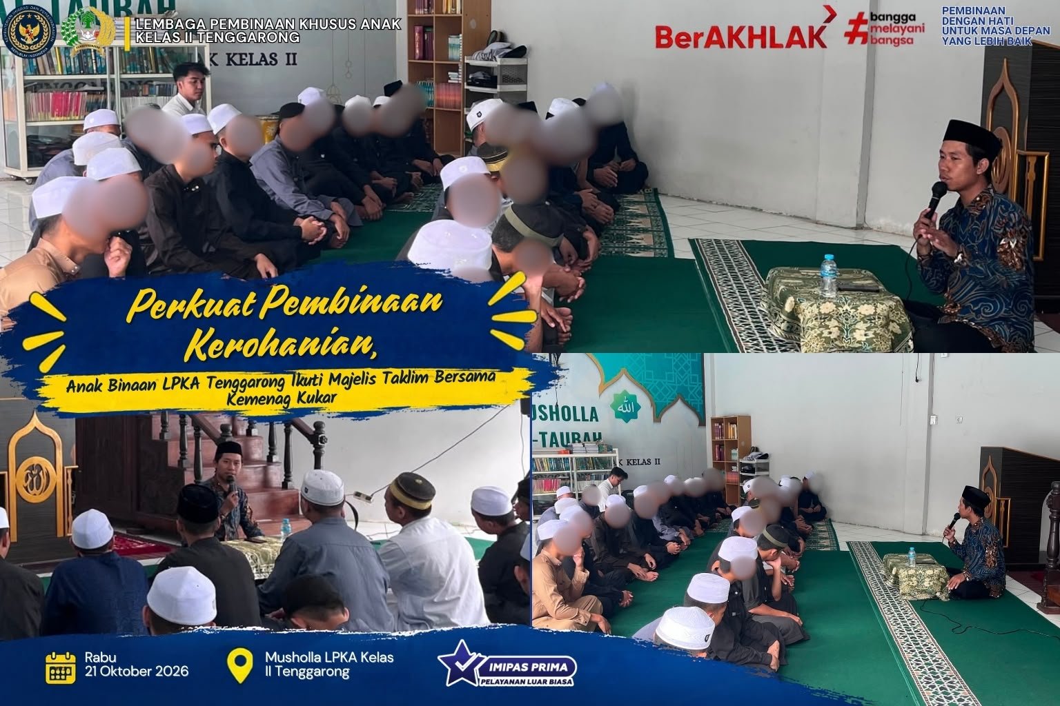 Perkuat Pembinaan Kerohanian, Anak Binaan LPKA Tenggarong Ikuti Majelis Taklim Bersama Kemenag Kukar