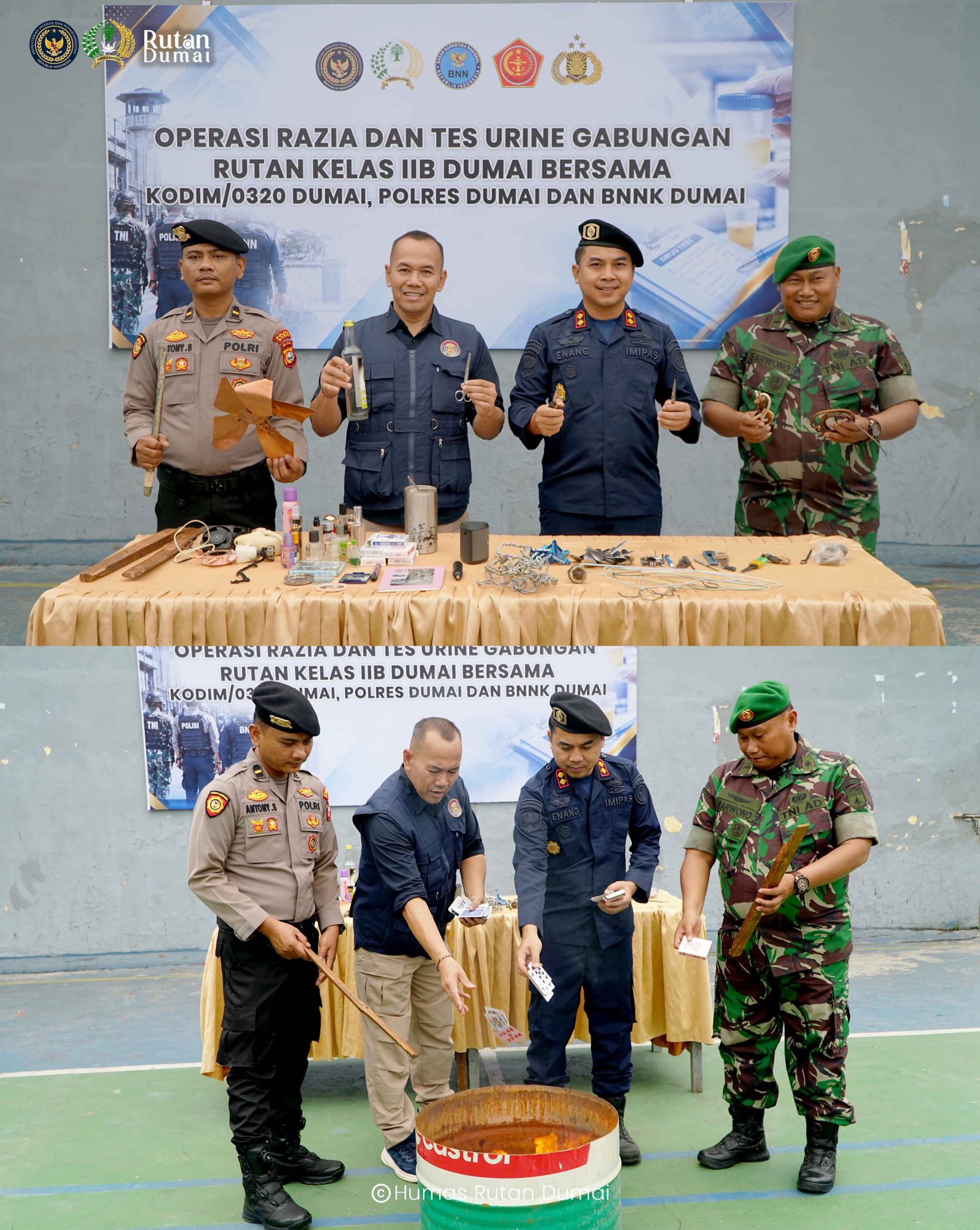 Perkuat Deteksi Dini, Rutan Dumai Gelar Razia Gabungan Bersama APH