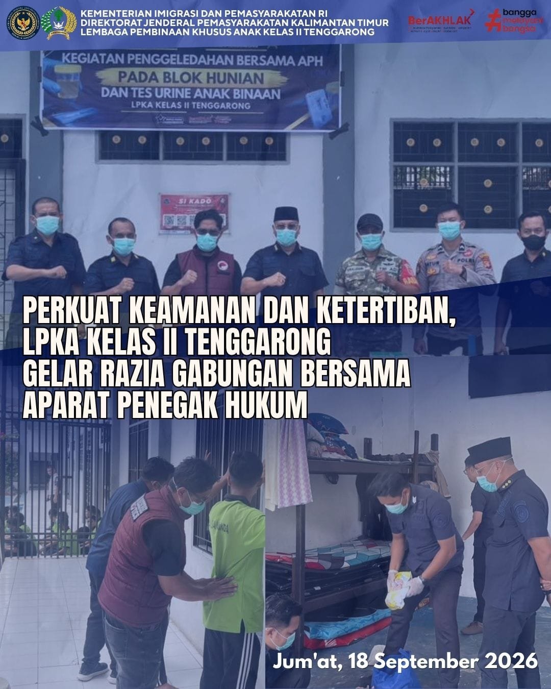 Perkuat Keamanan dan Ketertiban, LPKA Kelas II Tenggarong Gelar Razia Gabungan Bersama Aparat Penegak Hukum